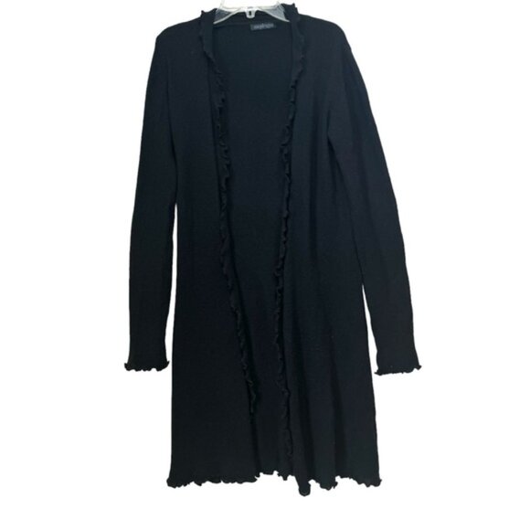 Snapdragon 100% Cashmere Cardigan Knit Sweater Duster Coat Lightweight Ruffle M - Picture 3 of 16